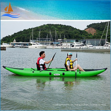 Kayak para 2 personas Bonito Kayak de pesca de color verde Barco de remos pequeño de PVC de 0,9 mm